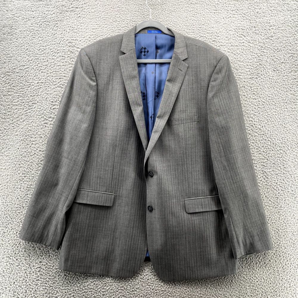 Vince Camuto Jacket Adult 48L Gray Striped Wool Slim Fit Blazer Coat Formal Mens